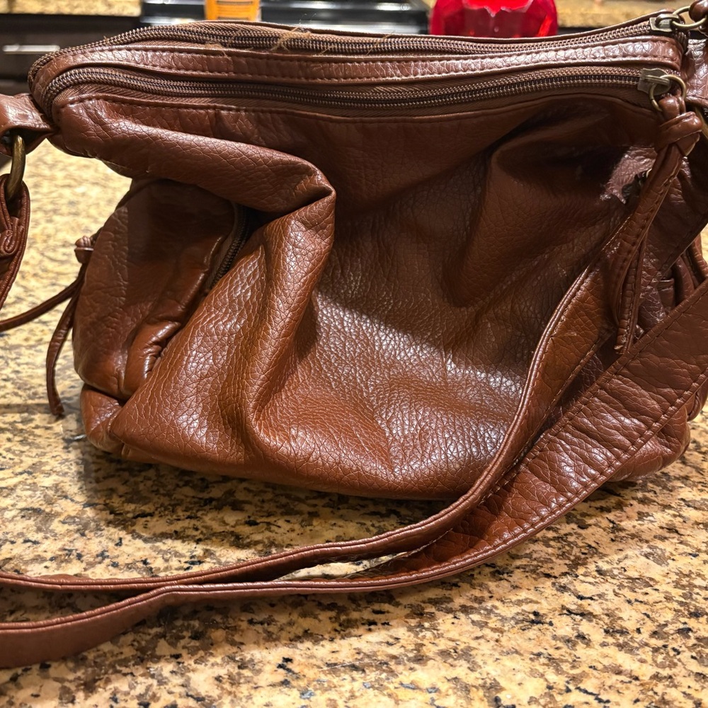 Brown Faux  Leather Women's Bag